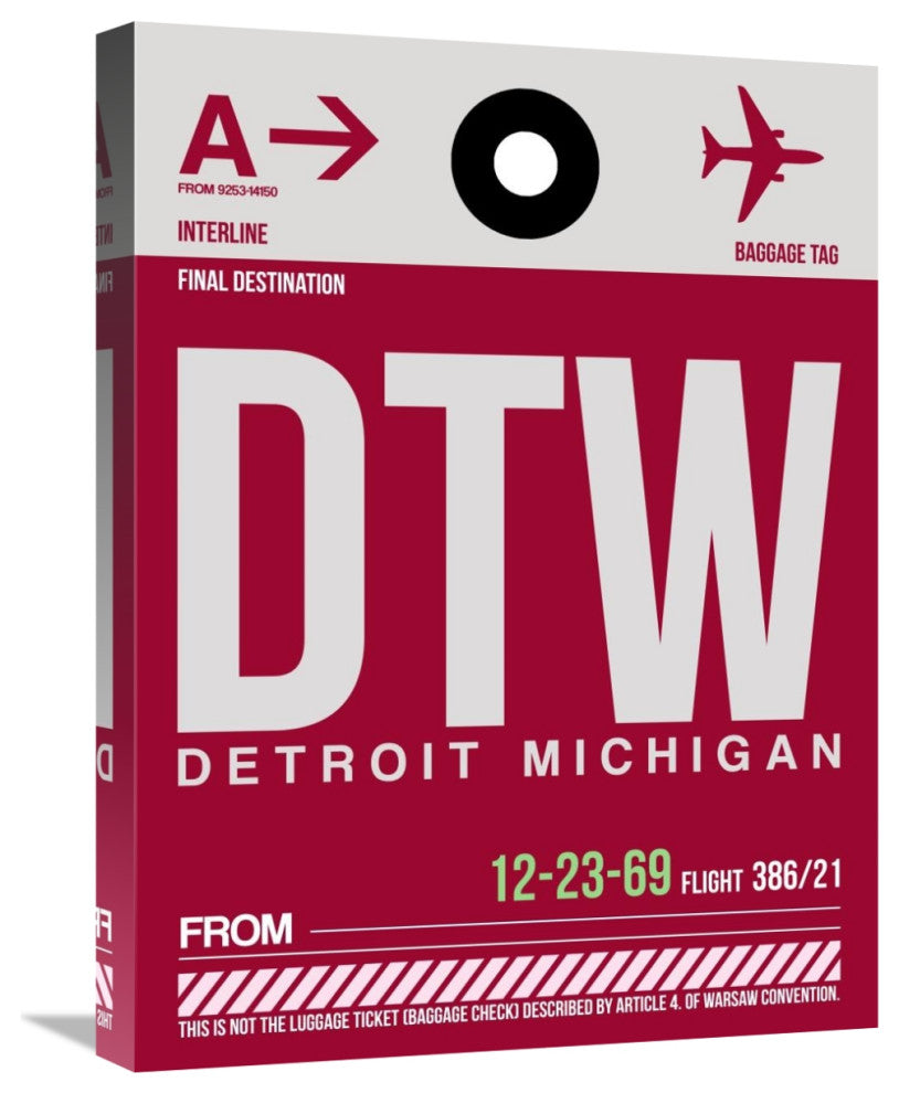 "DTW Detroit  Luggage Tag 1" Fine Art Print
