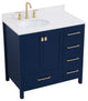 Iris 36" Single Bathroom Vanity, Blue With Backsplash