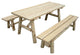 White Cedar Log Picnic Table With 2 Benches, 8 Foot