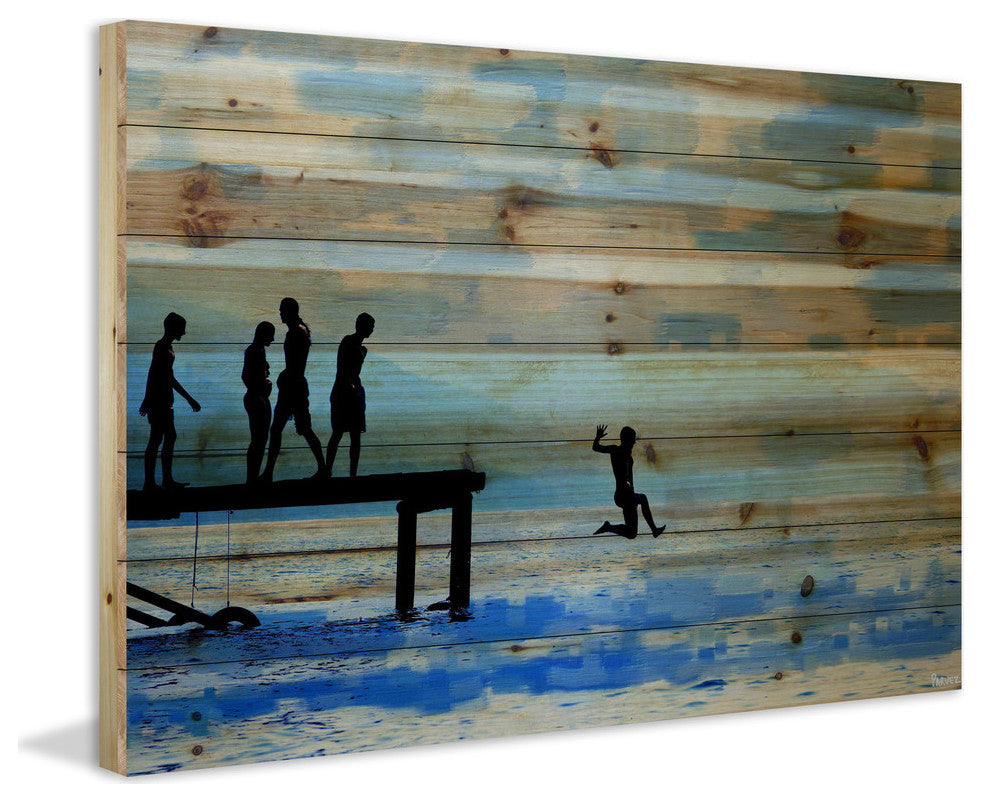 "Feet First" Print on Natural Pine Wood, 36"x24"