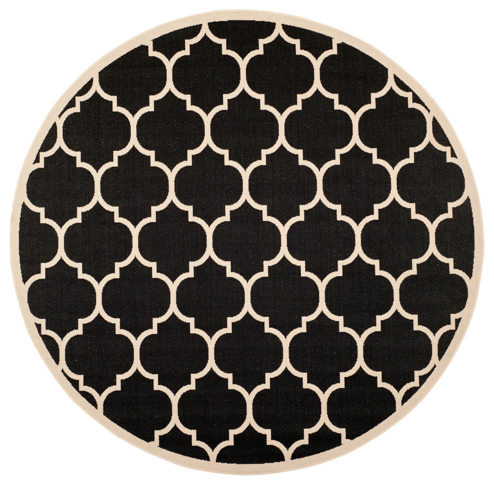 Safavieh Courtyard Cy6914-266 Black, Beige Area Rug, 4'0" X 4'0"