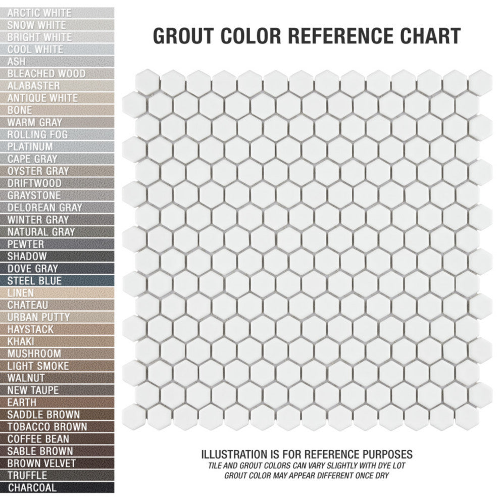 Colmena Hex Porcelain Floor and Wall Mosaic Tile, Matte White