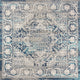 Modern Persian Vintage Medallion Area Rug, Blue, 8' Square