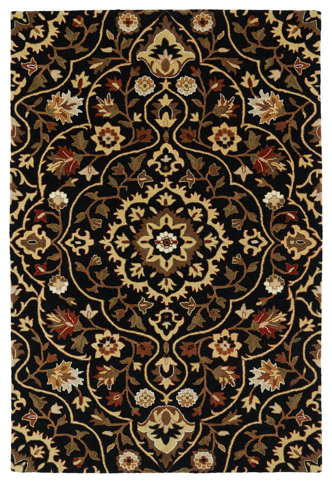 Kaleen Hand-Tufted Middleton Black Wool Rug, 8'x10'