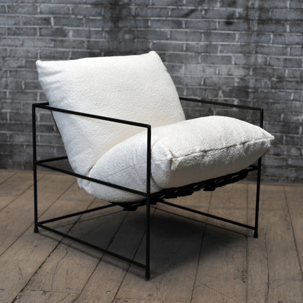 Trent Accent Chair, White Boucl