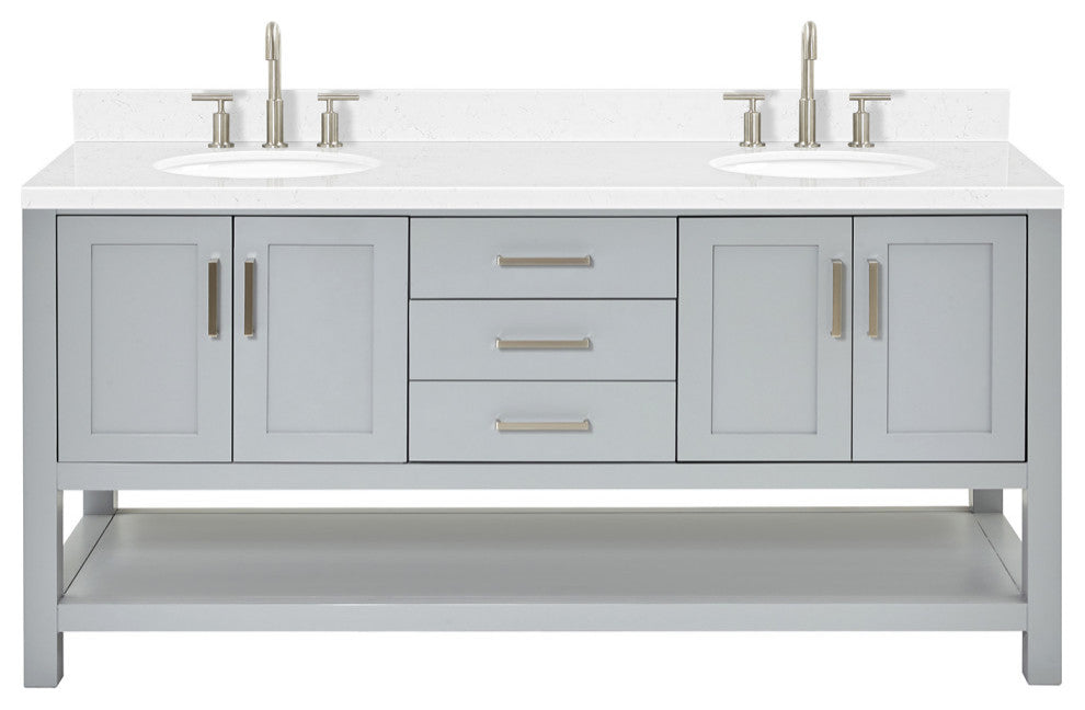 Ariel Magnolia 36"  Double Oval Sinks Vanity, Carrara Quartz