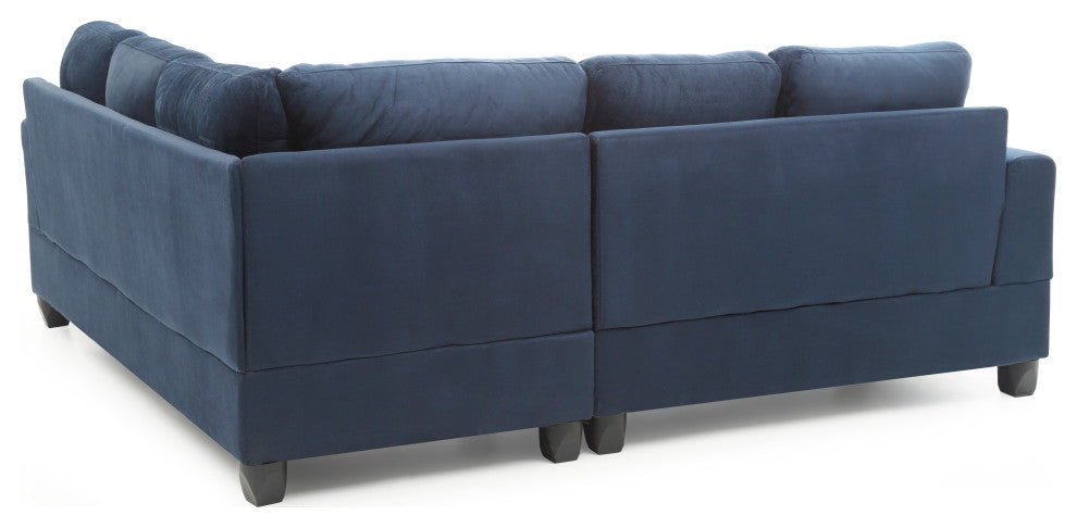 Partington Suede Sectional, Navy Blue Suede