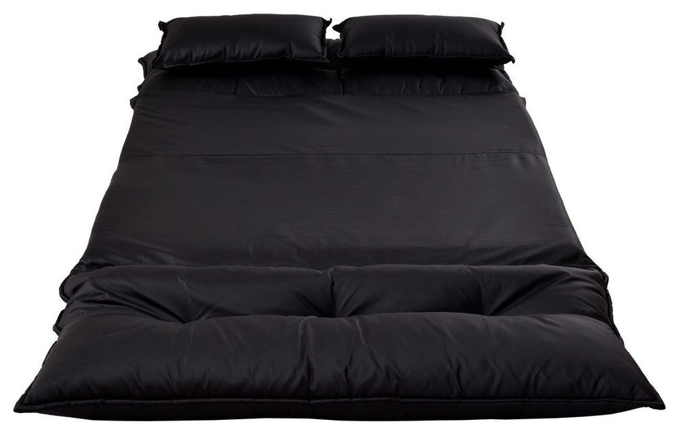 Fold-able PU Leather Leisure Floor Sofa Bed With 2 Pillows