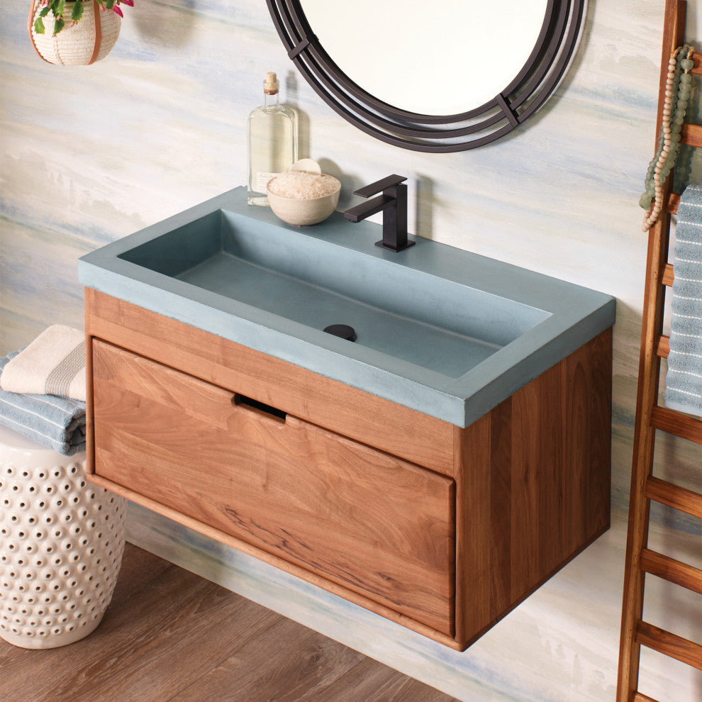 Trough 3619 Bathroom Sink, Ocean, Single Faucet Cutout