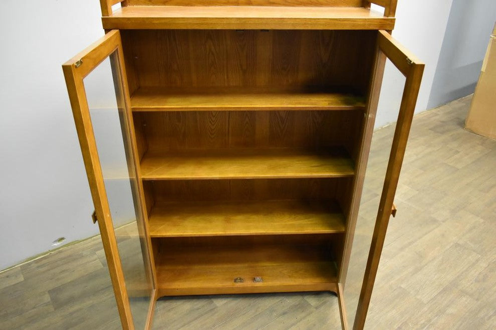 Mission Solid Oak Bookcase Curio Cabinet, Michael's Cherry