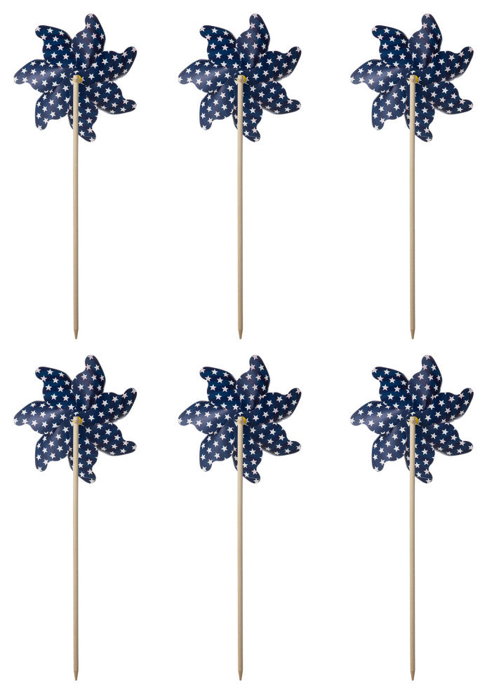 24"H Set of 6 Plastic Patriotic Windmills