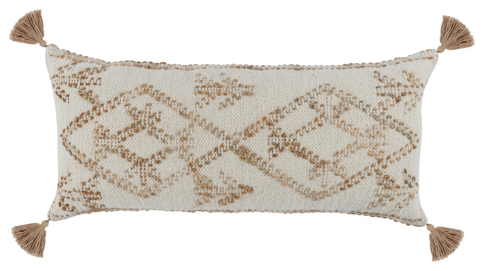 Ferri 16"x36" Throw Pillow, Ivory Natural