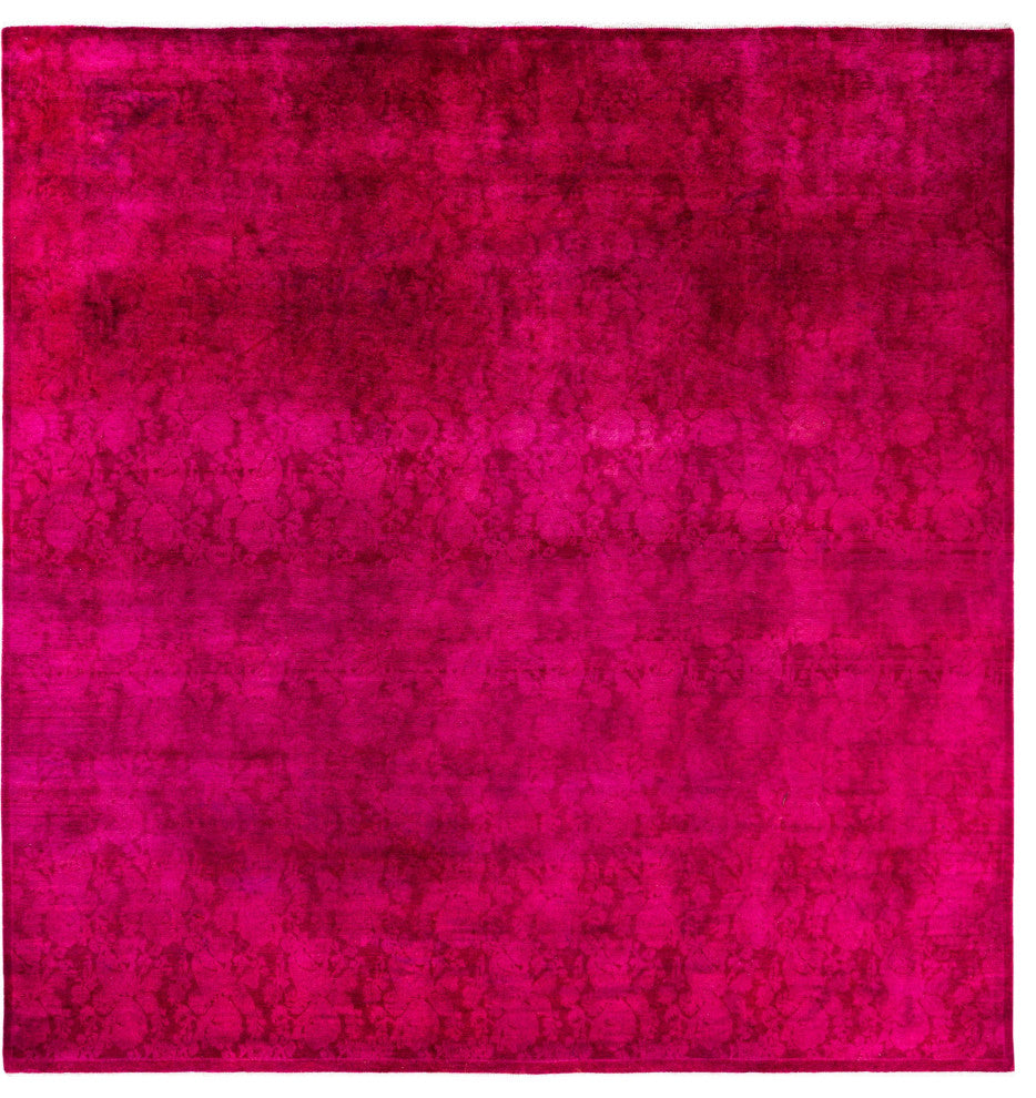Overdyed One-of-a-Kind Hand-Knotted Area Rug Pink, 8' 2" x 8' 3"
