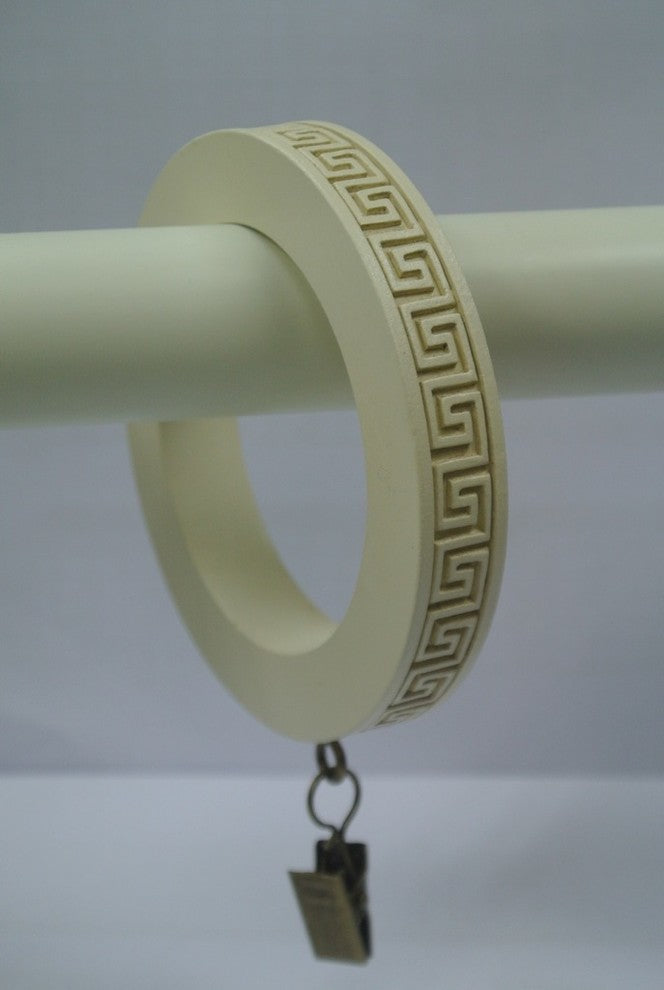 2 1/2" Greek Key Designer Curtain Rings, Ivory, Set of 8