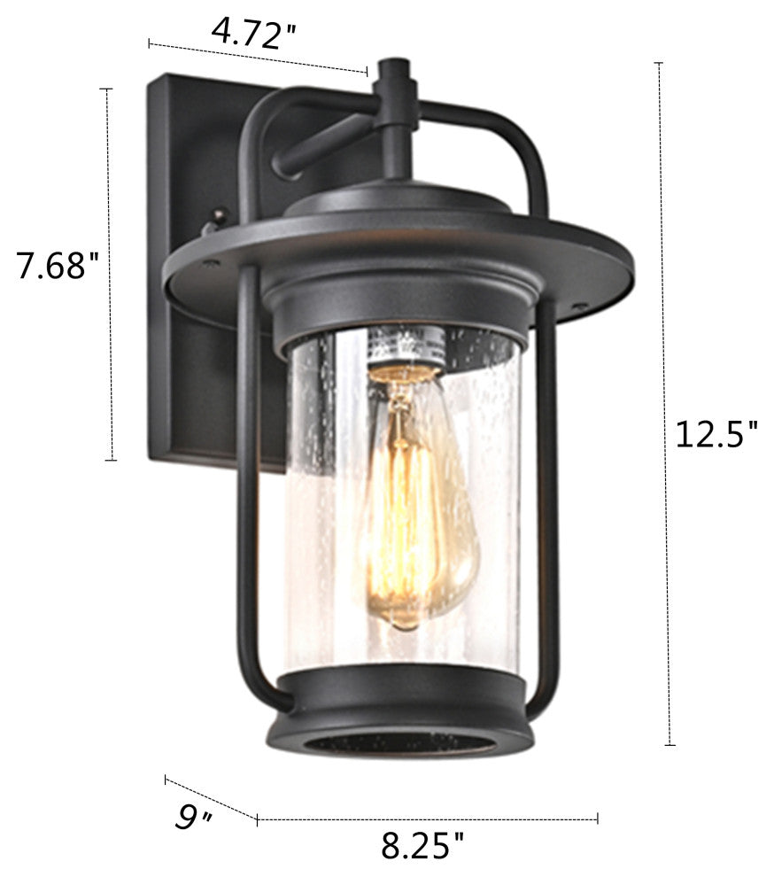CHLOE Lighting Jeffrey Transitional 1-Light Textured Black Outdoor Wall Sconce