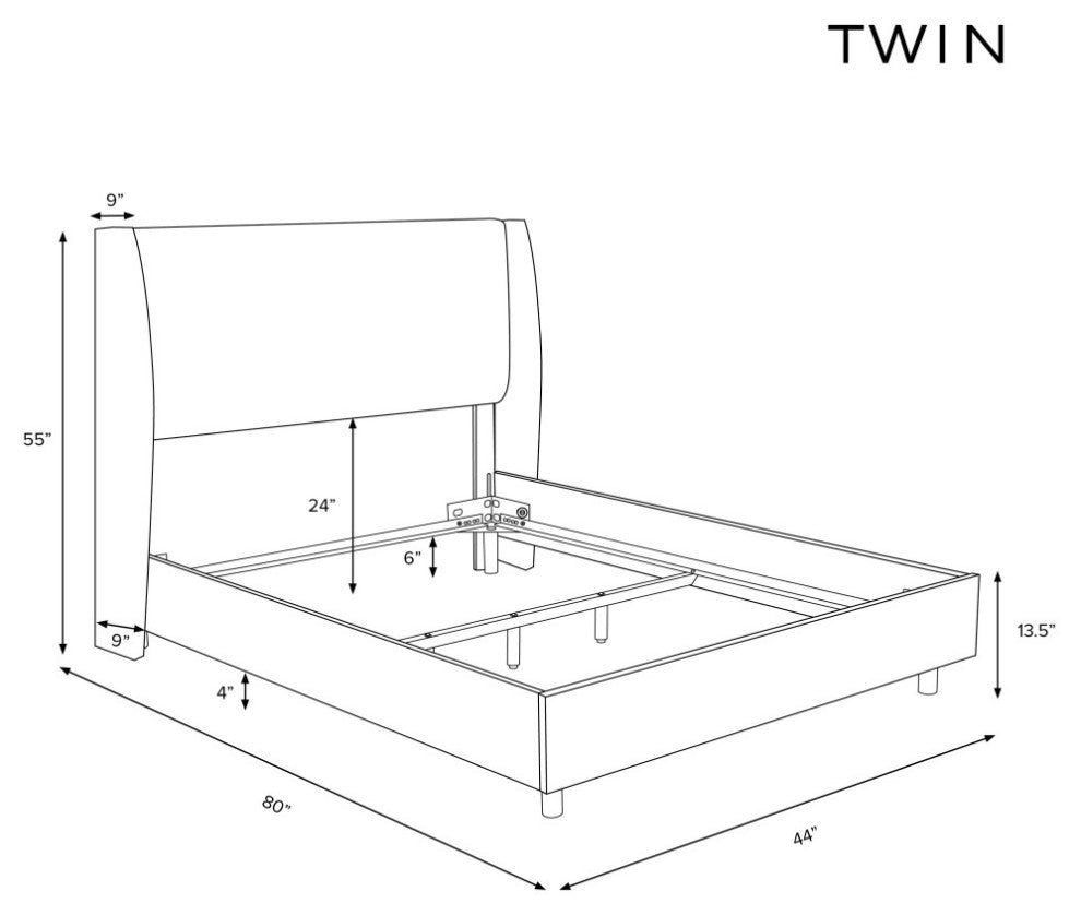 Twin Bed, Milano Snow