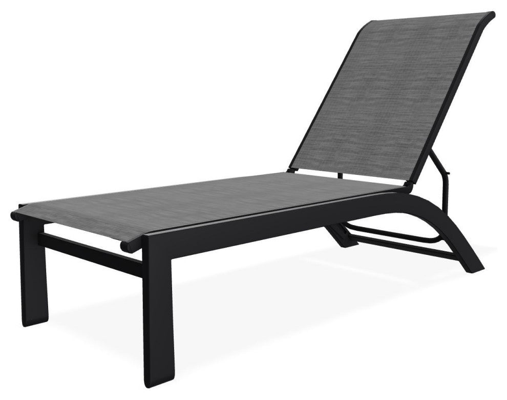 Kendall Sling Stackable Outdoor Chaise Lounge, Collect Charcoal/Black