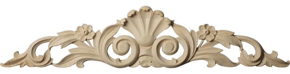 24 1/8"W x 5 1/8"H x 3/4"D Medium Farmingdale Center with Scrolls, Alder