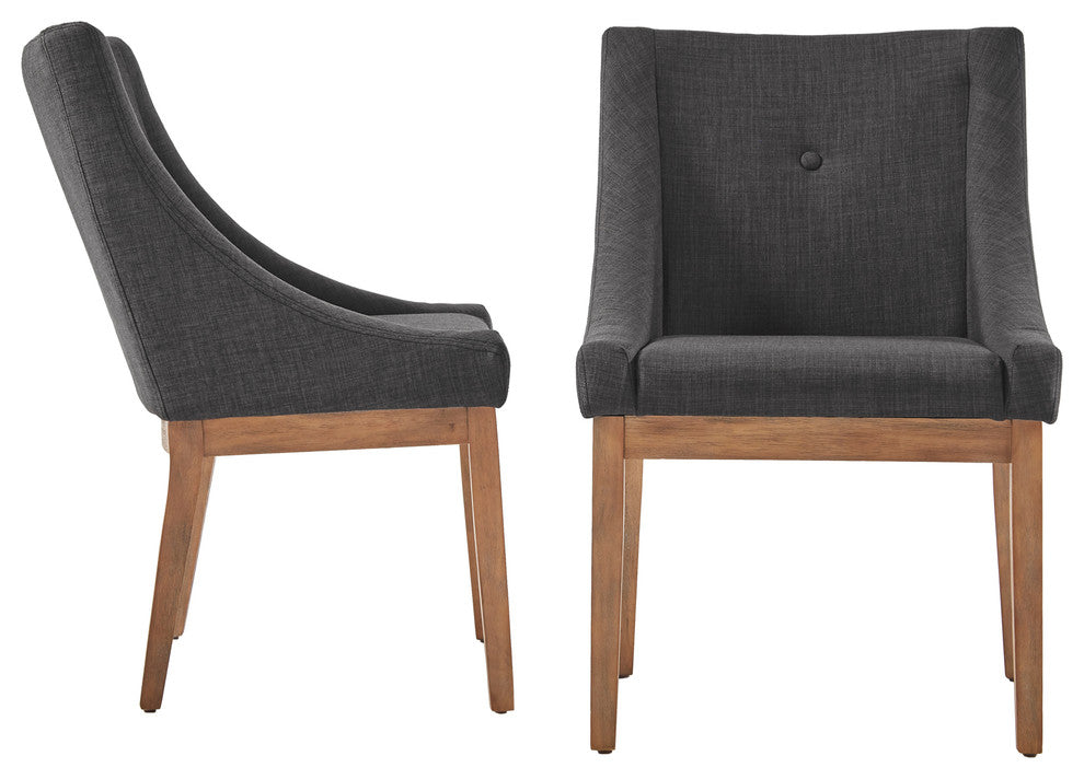 Keighley Button Tufted Dining Chair, Set of 2, Dark Grey