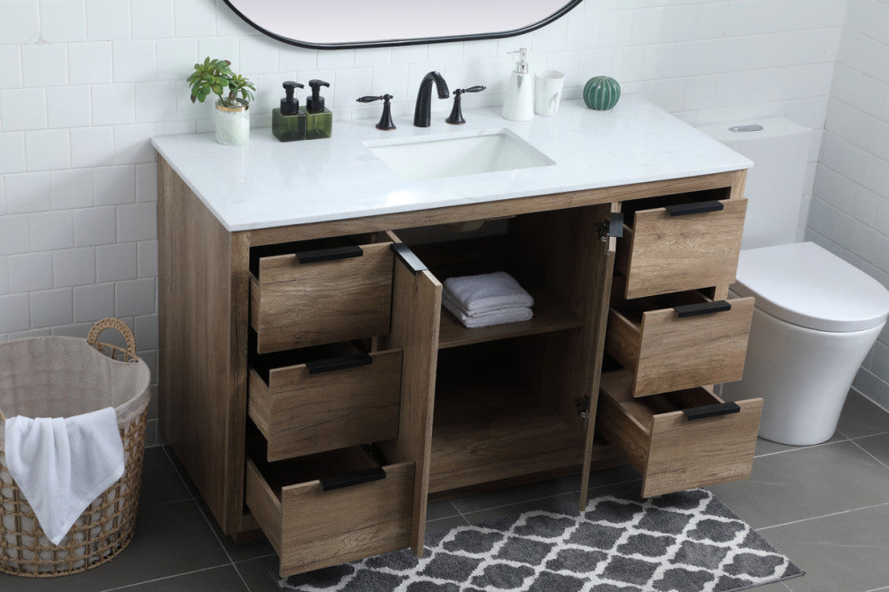 Bethany Single Bathroom Vanity, Natural Oak, 54"