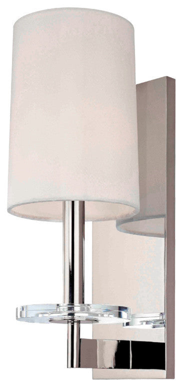 Chelsea, One Light Wall Sconce, Polished Nickel Finish, Off White Fabric Shade