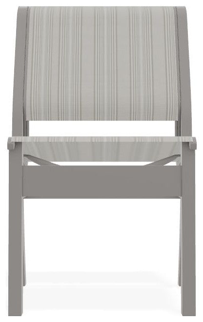 Leeward Sling Stackable Outdoor Dining Chair, Harbor/Warm Gray