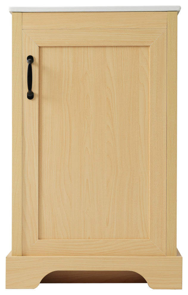 GDF Studio 20"W Storage Bathroom Vanity With Ceramic Sink, Natural