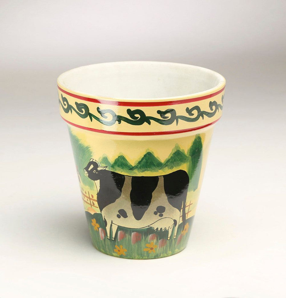 Milena Ceramic Hand Painted Ceramic Pot Planter, Yellow