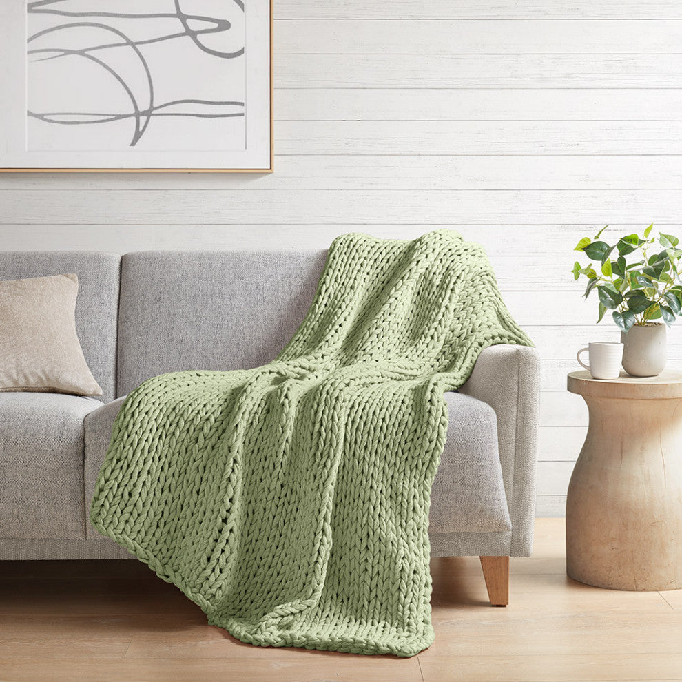 Madison Park Chunky Double Knit Hand Made Throw Blanket