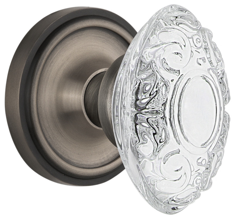 Classic Rosette Single Dummy Crystal Victorian Knob, Antique Pewter, CLACVI