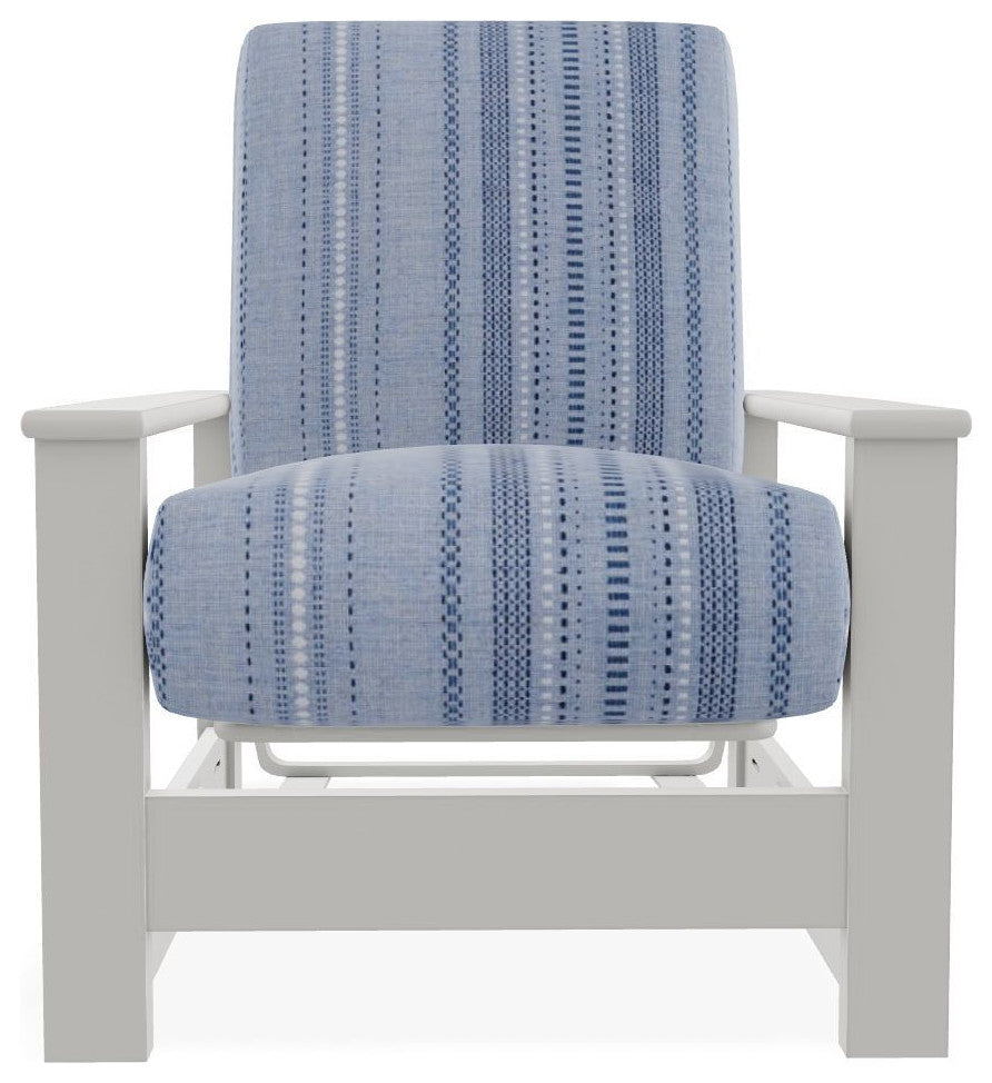 Leeward Deep Seat Outdoor Armchair with Hidden Motion, Copeland Chambray/Snow