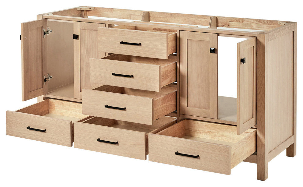 ARIEL Cambridge 66 in. Double Sink Base Cabinet In Oak