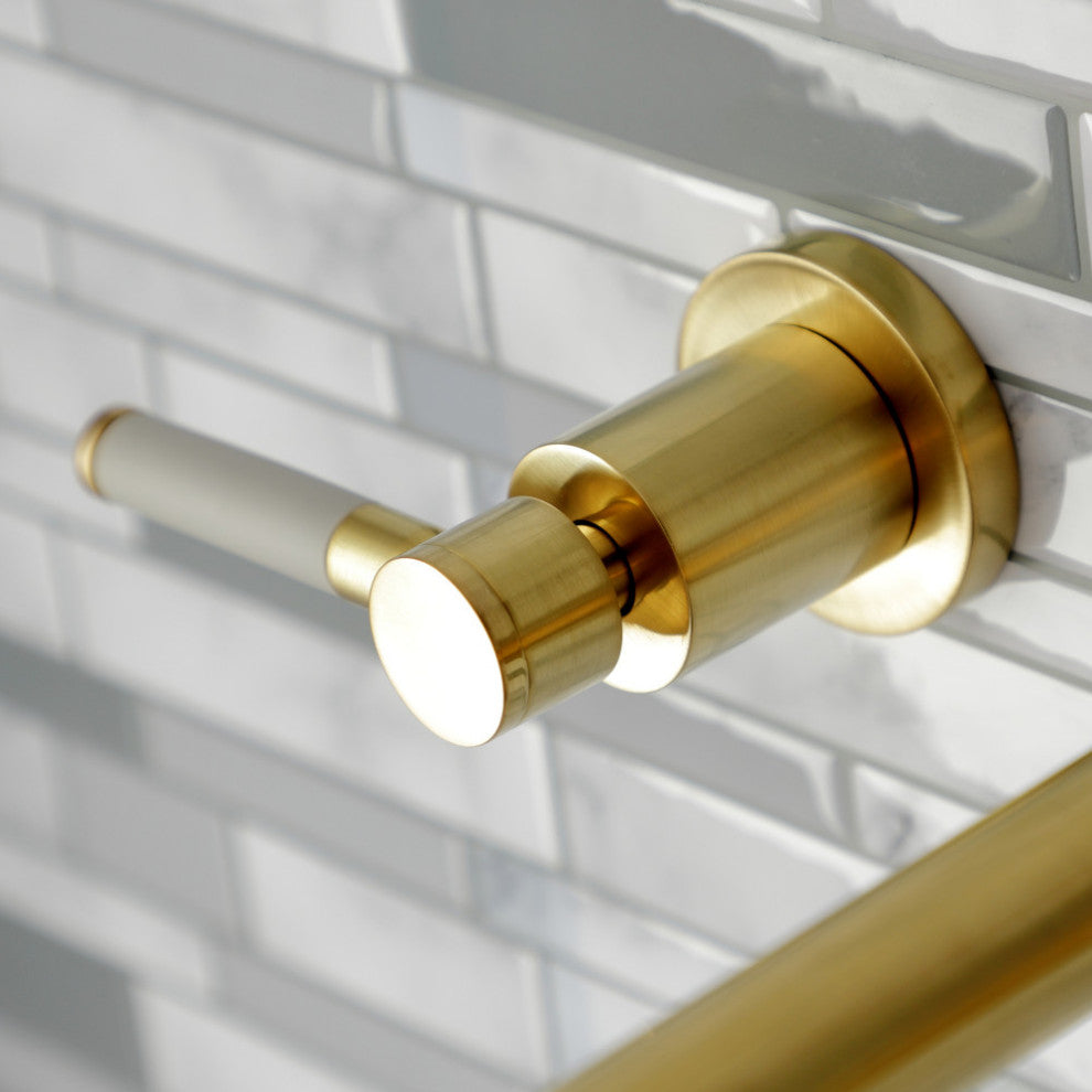 Two-Handle Wall Mount Tub Faucet, Brushed Brass