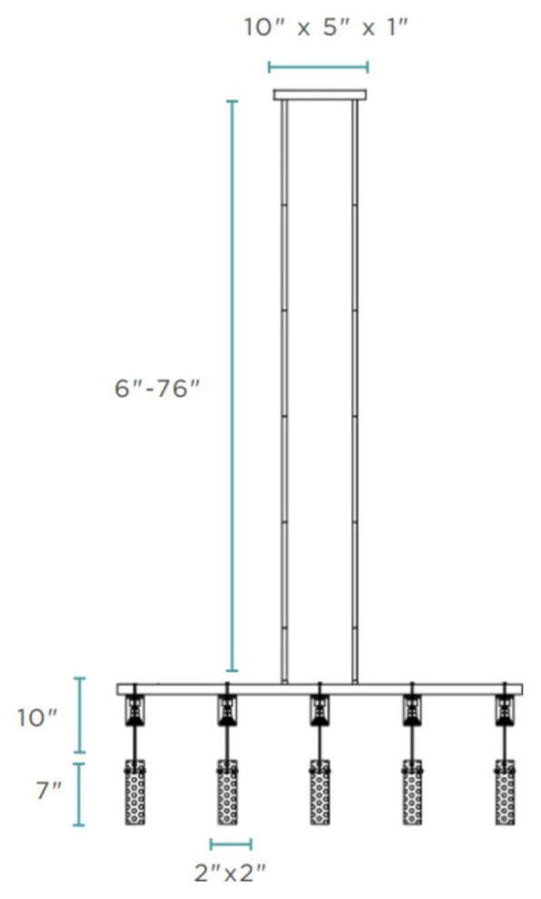 Harmony 5 Acrylic Dimmable LED Chandelier, Matte Black, Smart Dimmer Included