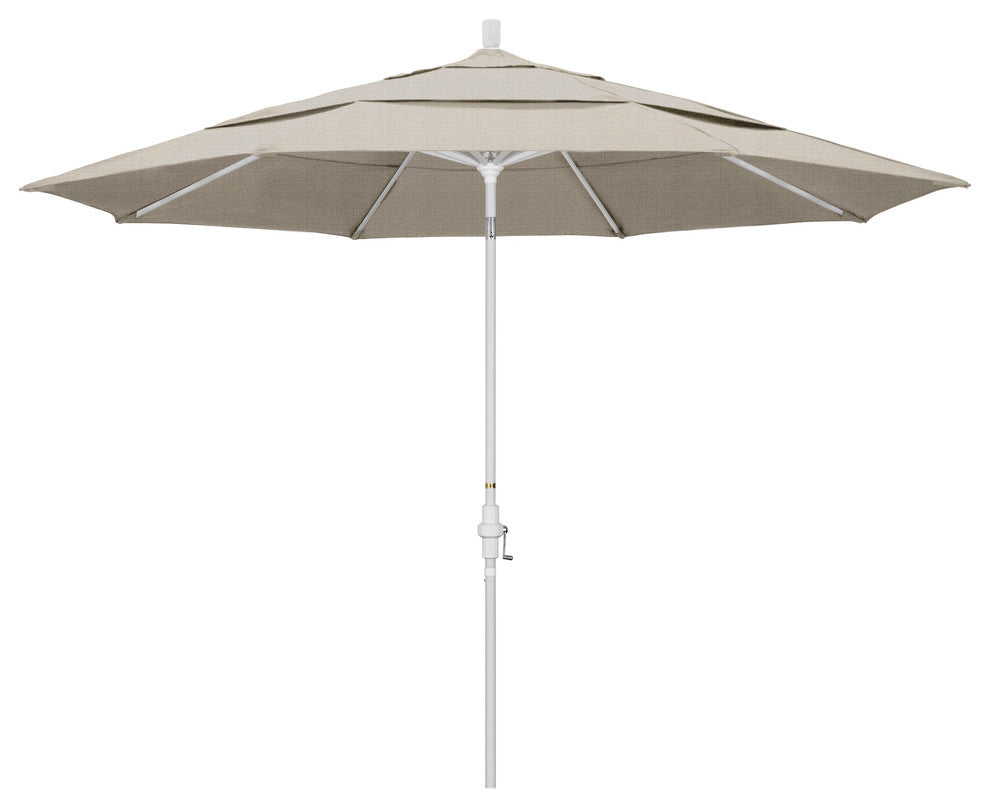 11' Aluminum Umbrella Collar Tilt Matted White, Olefin, Woven Granite