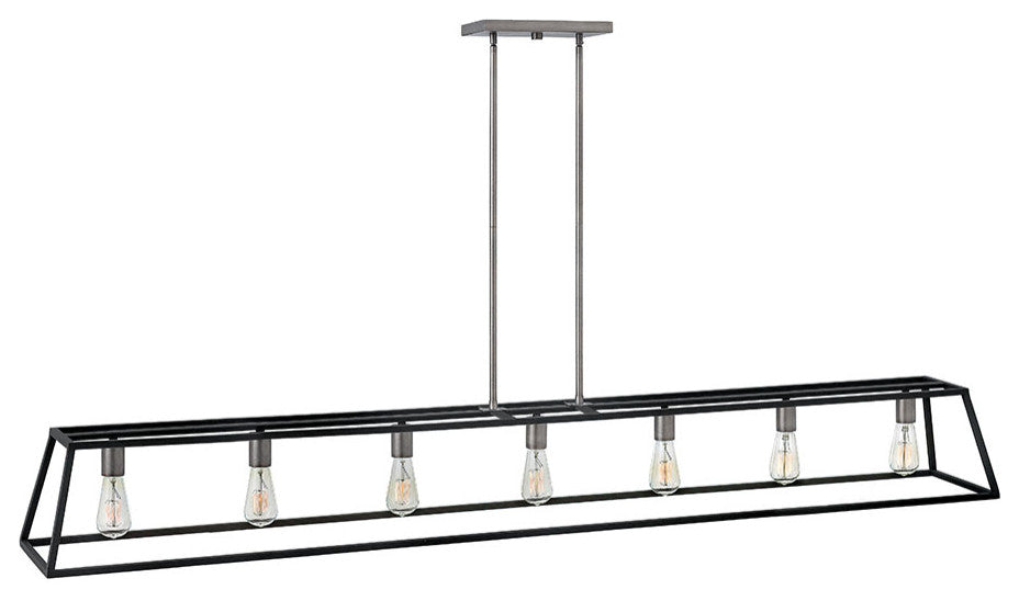 Hinkley Fulton Large Seven Light Open Frame Linear, Aged Zinc