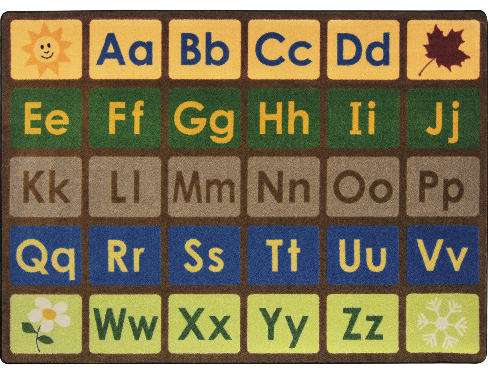 Kid Essentials Rug, Any Day Alphabet, Earthtone, 7'8"x10'9"