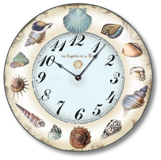 Vintage-Style Seashell Clock, 12 Inch Diameter