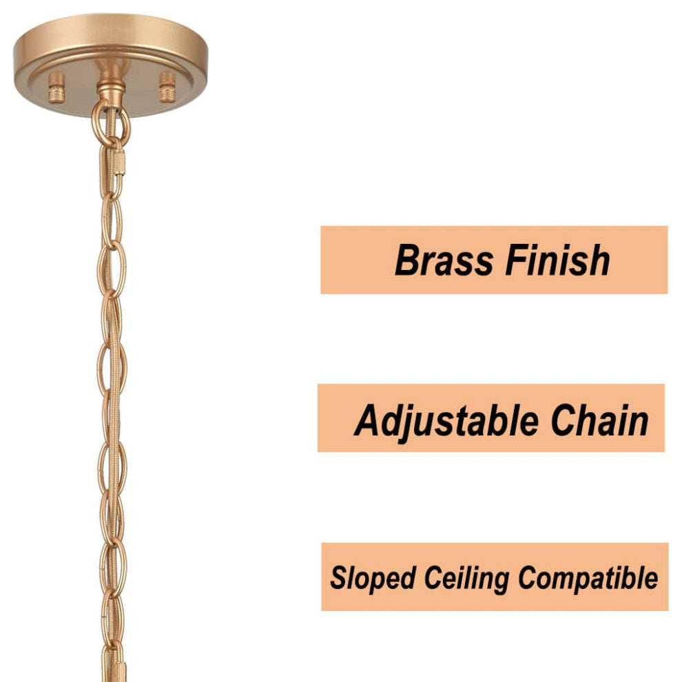 Modern Star Pendant Light, Brass, 16 Inch