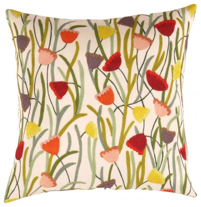 Pasargad Turkish Fine Silk Tulip Flower Pillow 16"
