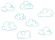 Clouds Fabric Wall Decals, Set of 8 Hand Drawn Clouds in White