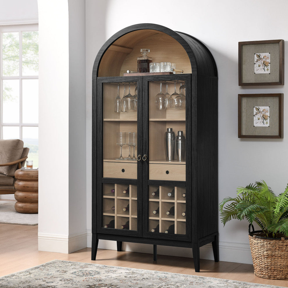 Nolan Arched Bar Cabinet, Black