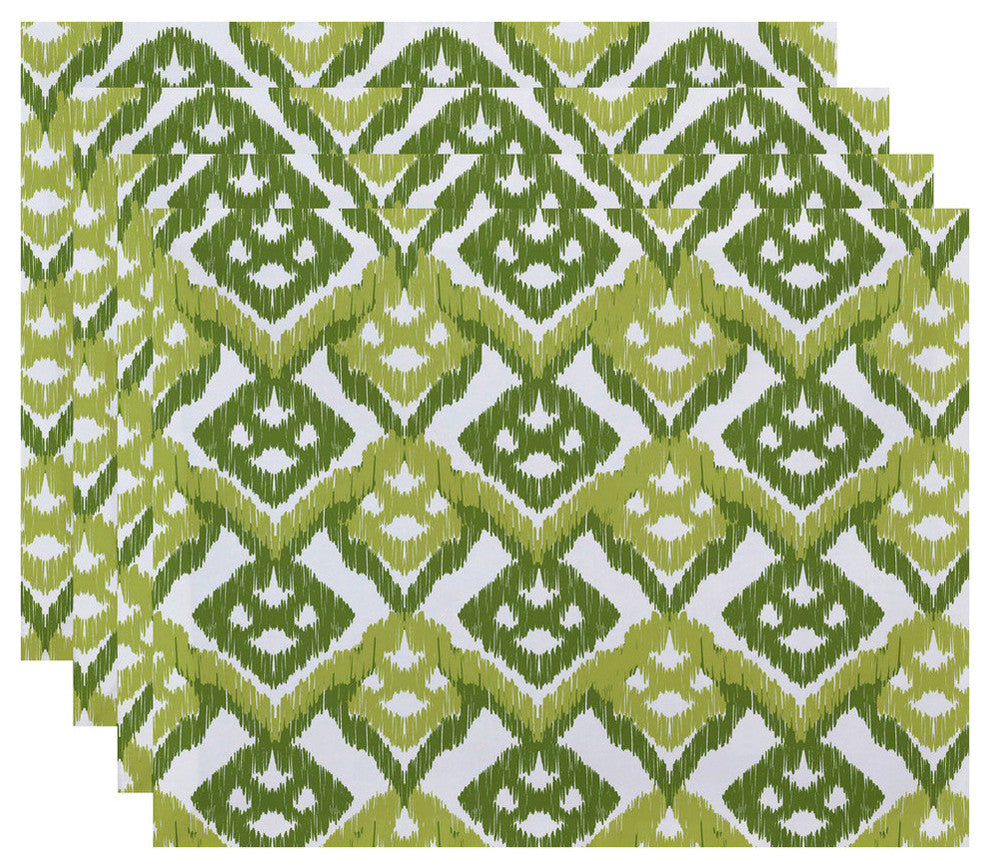 18"x14" Hipster, Geometric Print Placemat, Green, Set of 4