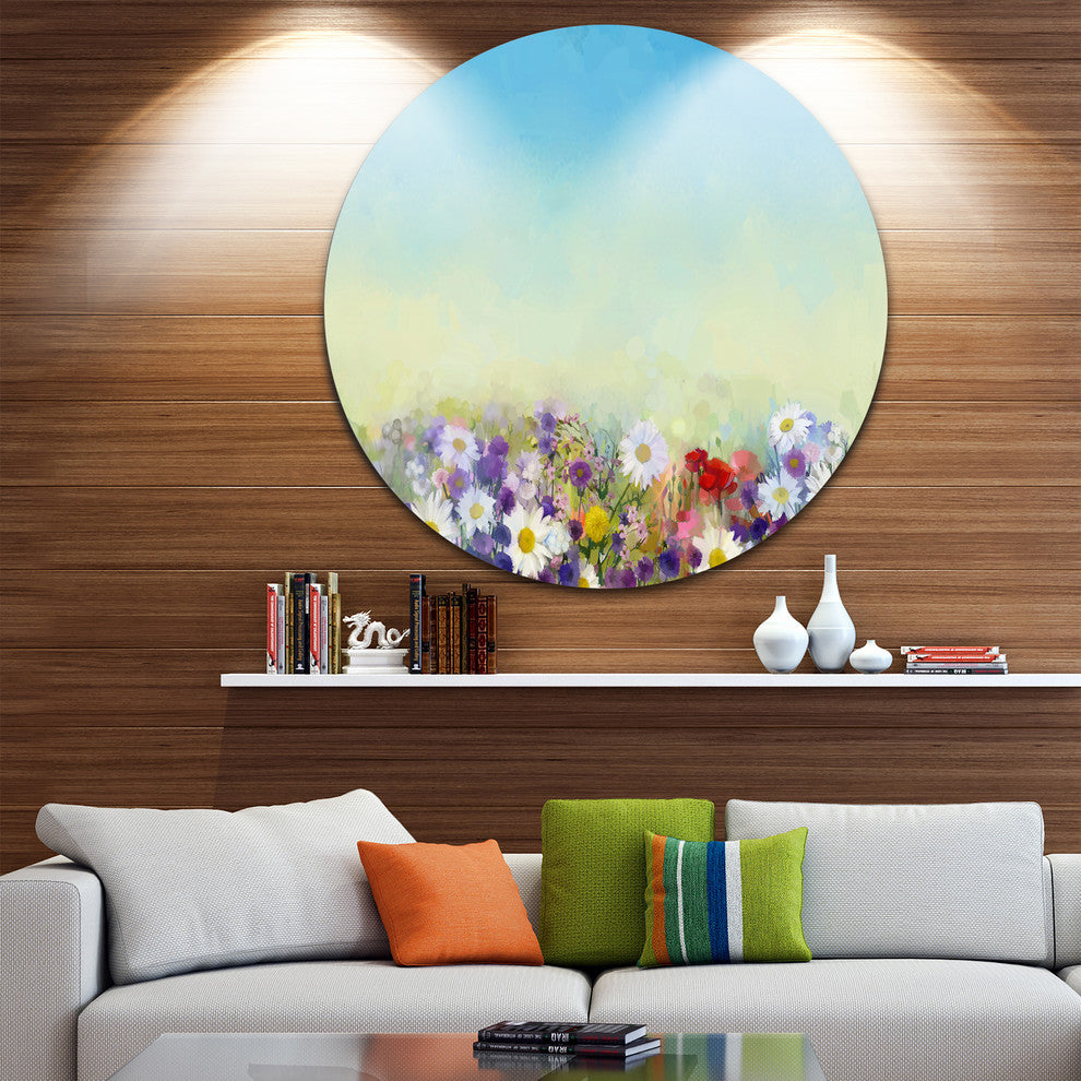Soft Flowers In Spring Background, Floral Round Wall Art, 23"