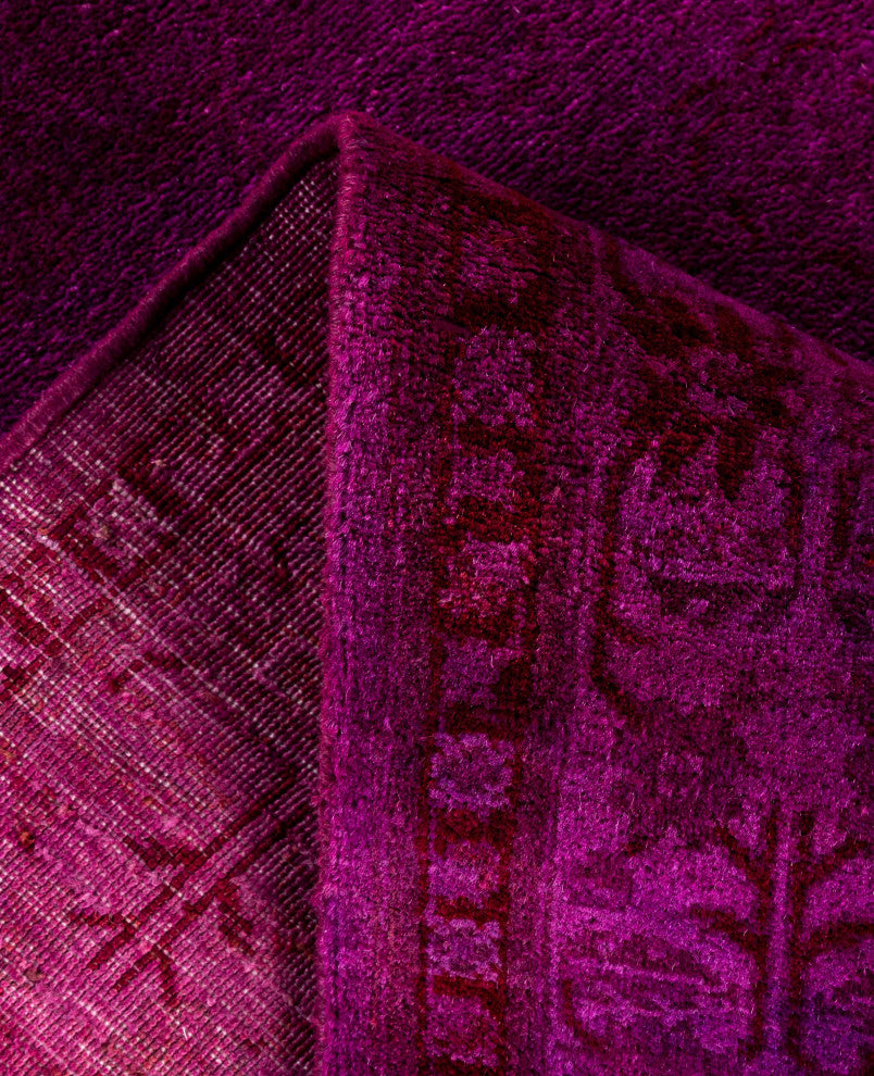 Overdyed One-of-a-Kind Hand-Knotted Area Rug Purple, 4' 2" x 6' 3"