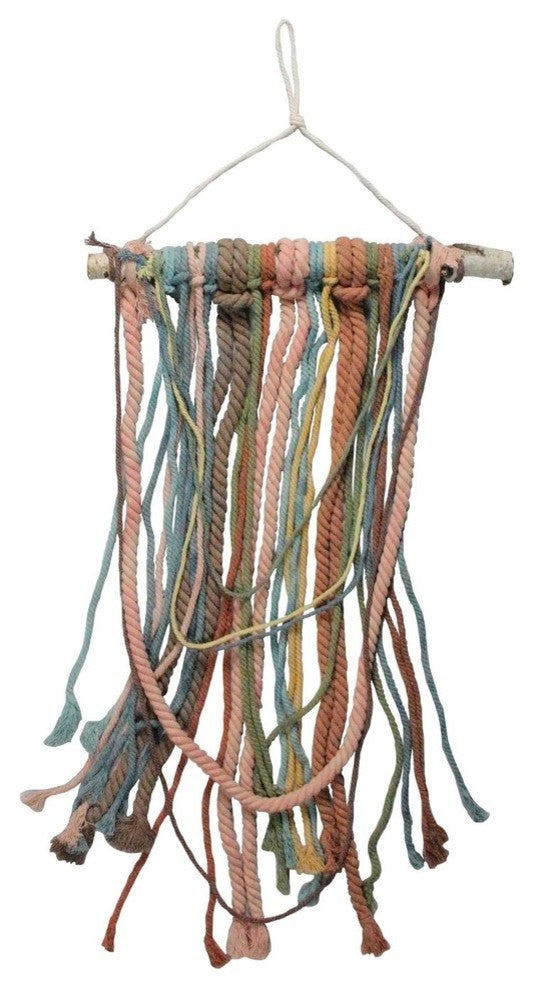31" Rustic Knotted Rope Shade on Birch Branch Wall Art Decoration