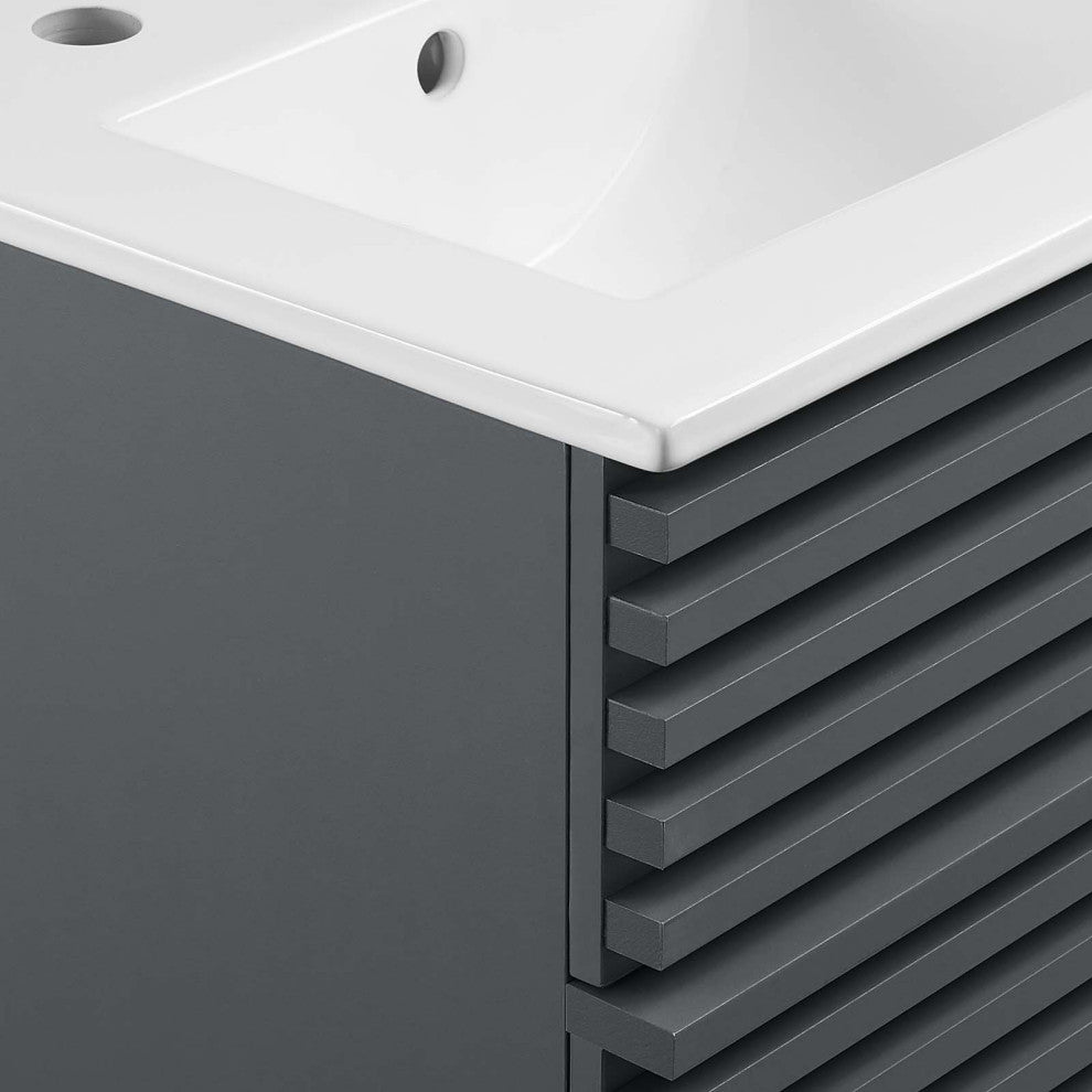 Render 18" Wall-Mount Bathroom Vanity, Gray White