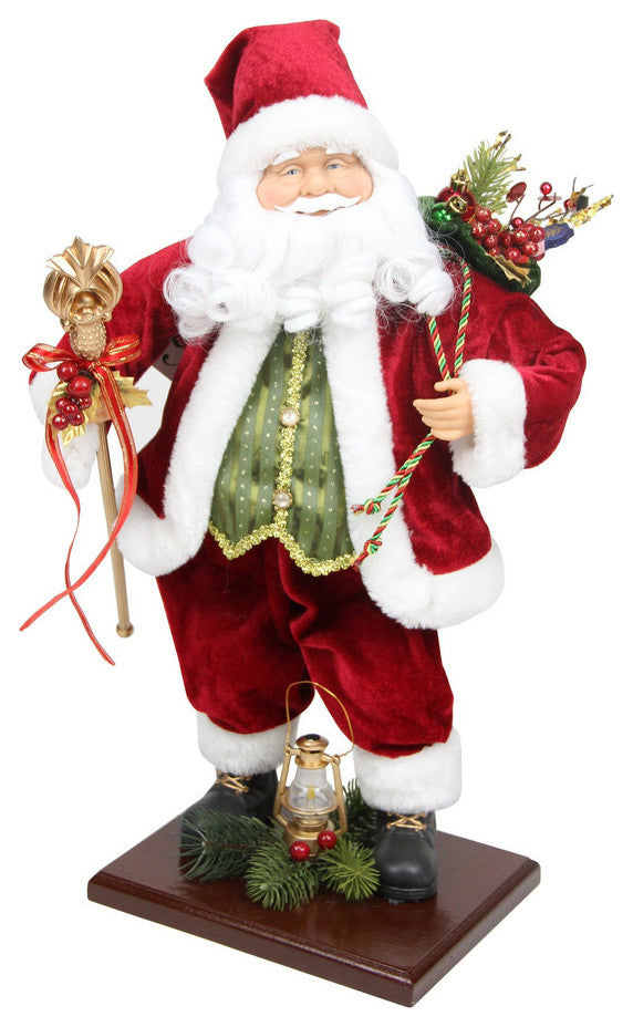 18" Santa Claus with Gift Bag and Staff Christmas Tabletop Decoration