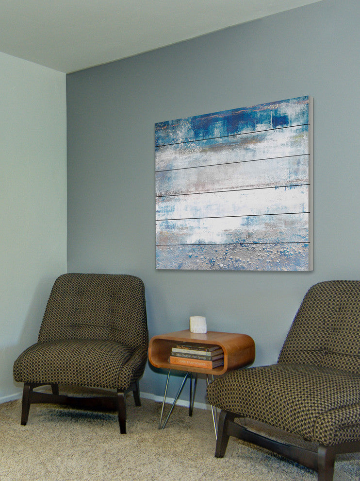"White Splash" Painting Print on White Wood, 32"x32"