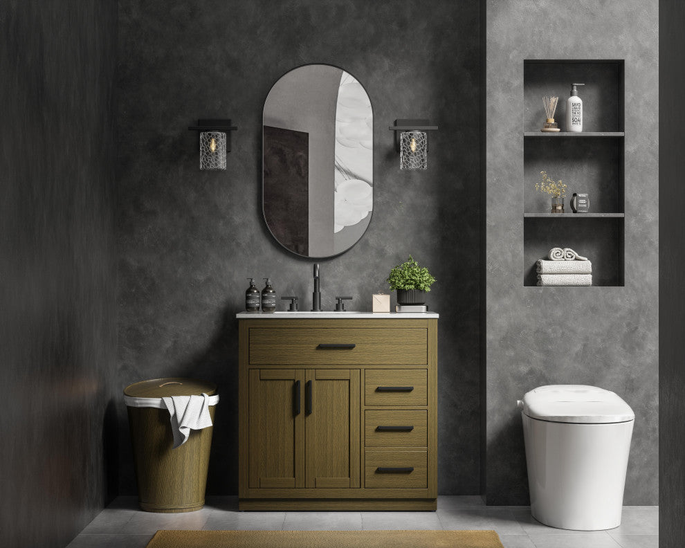 Home Living 36" Single Bathroom Vanity, Chestnut Brown